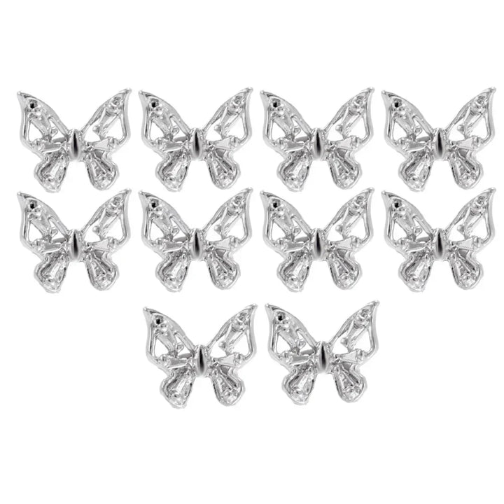 Rynx | 10 Pieces Alloy Snake Butterfly Nail Charms Design 3D Metal Nail Art Rhinestone Decorations Jewelry Gemstone Manicure Design Accessories