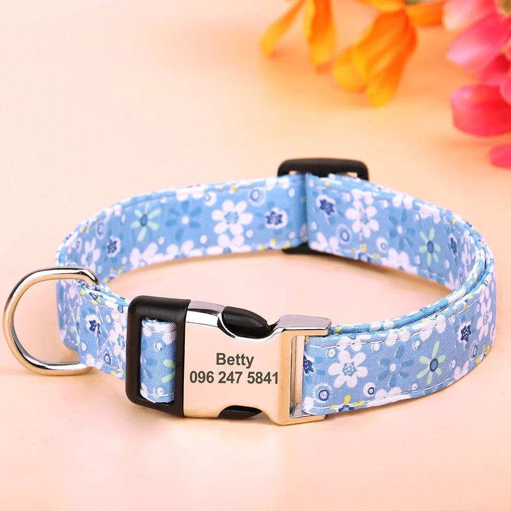 Lisslune | Personalized floral nylon collar for dogs - stylish ID collars for dogs of all sizes