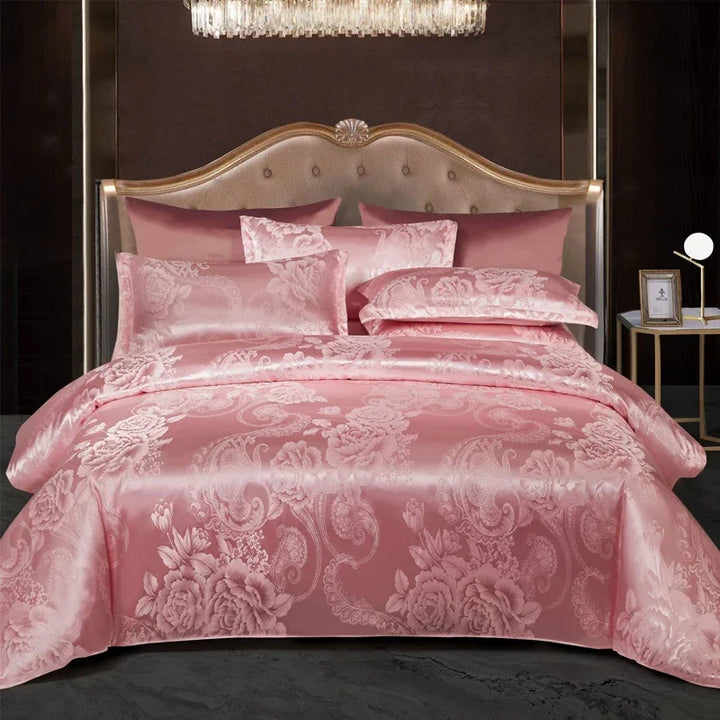 Lisslune | Satin Rayon Jacquard Duvet Cover Set 264x229cm – Luxury Summer Bedding for Comfortable Sleep & Home Décor