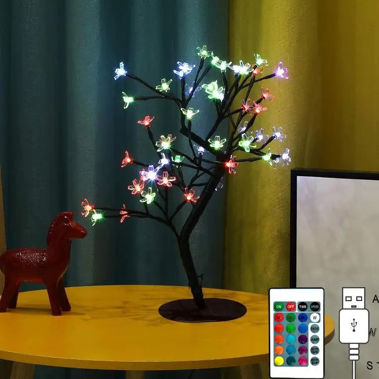 Rynx | Cherry Blossom Tree Light, 17 inch 40LED Illuminated Table Decoration Artificial Flower Bonsai Tree Lamp USB Powered Gifts for Home Decor