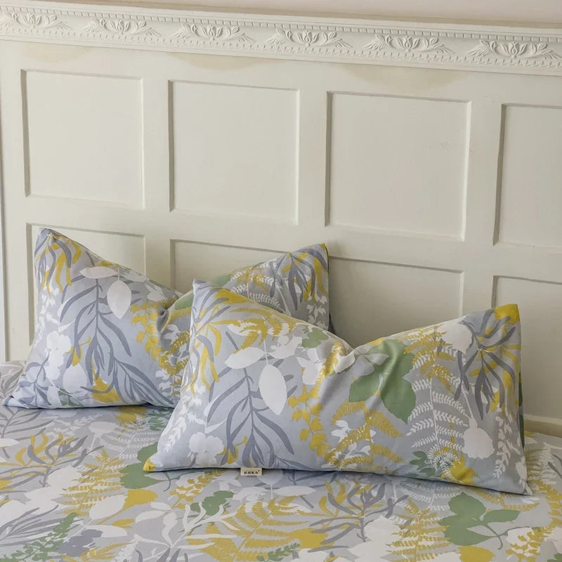 Rynx | 100% Cotton Thickened Pillowcase 48cm*74cm 2 Pieces Beauty Floral Print Pillowcase for Bedroom