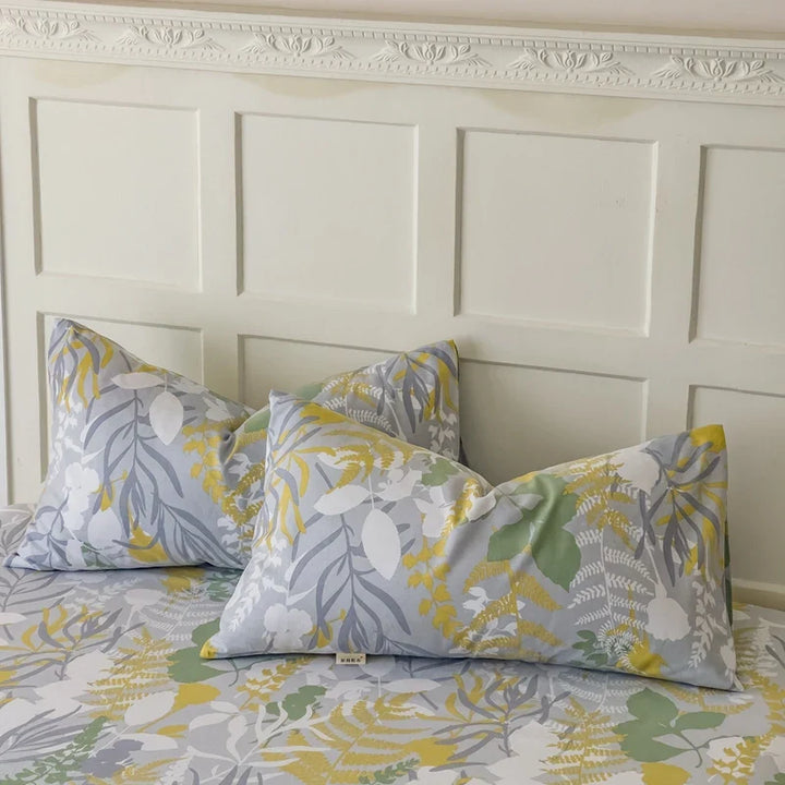 Rynx | 100% Cotton Thickened Pillowcase 48cm*74cm 2 Pieces Beauty Floral Print Pillowcase for Bedroom