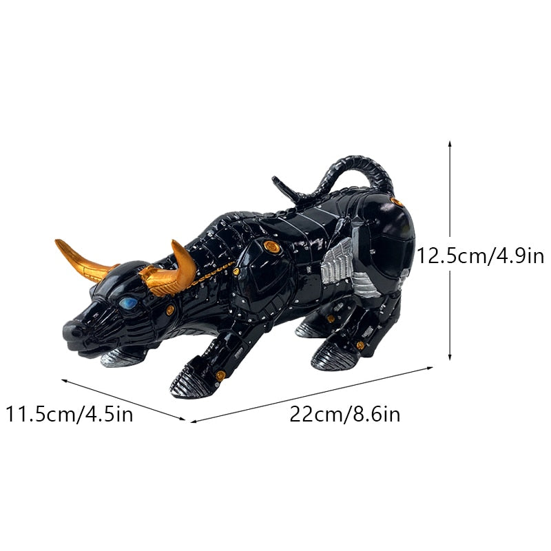 Lisslune | Graffiti-Painting Resin Bull Figures Home Living Room Bedroom Office Desktop Feng Shui Ornaments Collection Statues