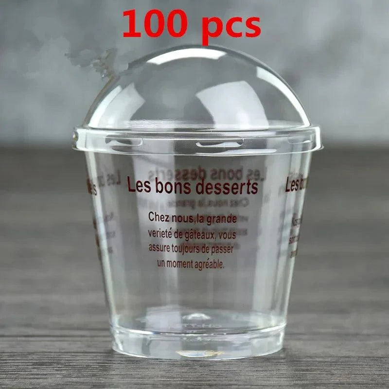 Lisslune | Elegant clear dessert cup collection with lids and spoons - Perfect for ice cream, yogurt, and mousse