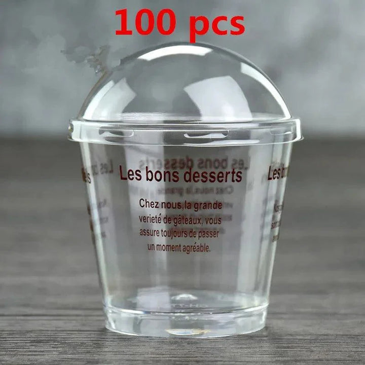 Lisslune | Elegant clear dessert cup collection with lids and spoons - Perfect for ice cream, yogurt, and mousse