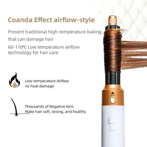 Lisslune | 5-in-1 Hair Styler | Auto Curler, Blow Dryer & Flat Brush for All Hair Types at Home