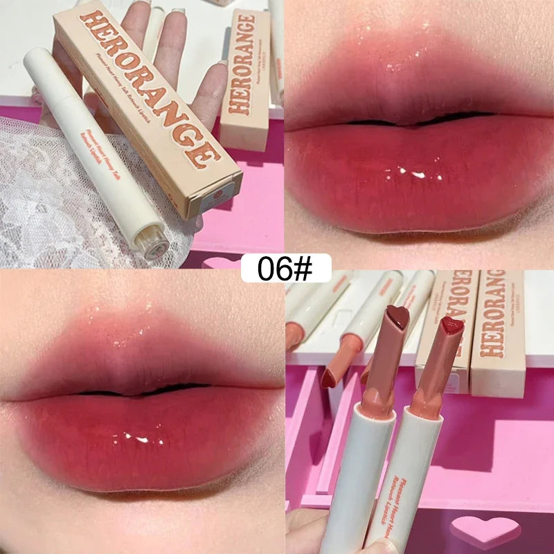 Rynx | New Mirror Glass Solid Lip Lacquer Water Light Heart Shape Lipstick Pen Clear Oil Gel Lip Balm Korean Tint Makeup Girl Cosmetics