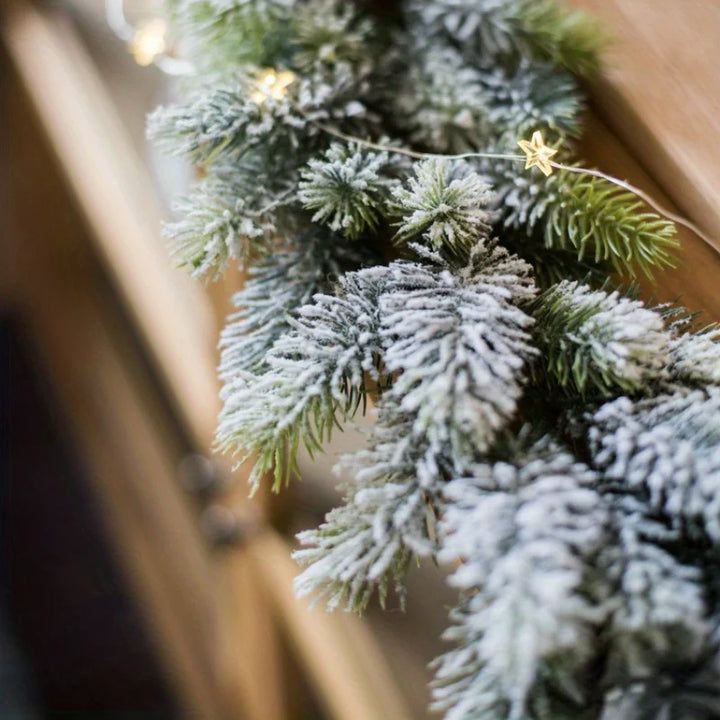 Rynx | Christmas Art-PE Hanging Rattan Decorative Cedar Garland with LED Light Garland for Mantel Tablecloth