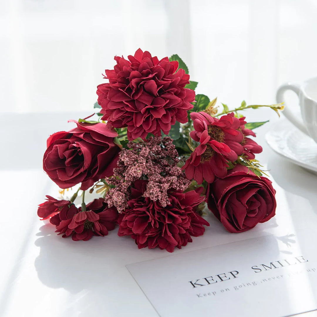 Rynx | 1PC Artificial Flowers Cheap New Year's Decoration Wedding Garden Peony Arch Christmas Home Artificial Silk Rose Hydrangea Vase for