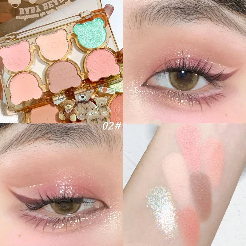 Rynx | 6 Colors Eyeshadow Palette Iris Purple Glitter Pearlescent Eyeshadow Palette Fashion Korean Shimmering Eyeshadow Charming Eye Makeup
