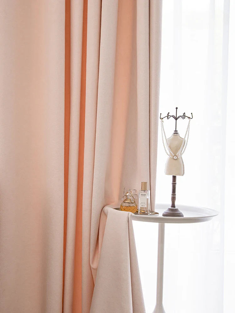 Rynx | French Pink Home Decoration Curtains Solid Color Bedroom Blackout Curtains Creative Texture Art Curtains Luxury Study Curtain IG