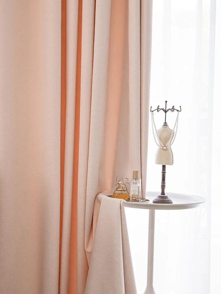 Rynx | French Pink Home Decoration Curtains Solid Color Bedroom Blackout Curtains Creative Texture Art Curtains Luxury Study Curtain IG