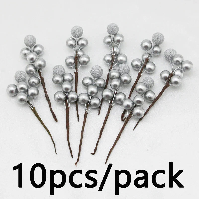 Rynx | (10 pieces/pack) 10cm Christmas tree berries decoration simulation Yangmei golden berries bouquet artificial plant wreath home decor