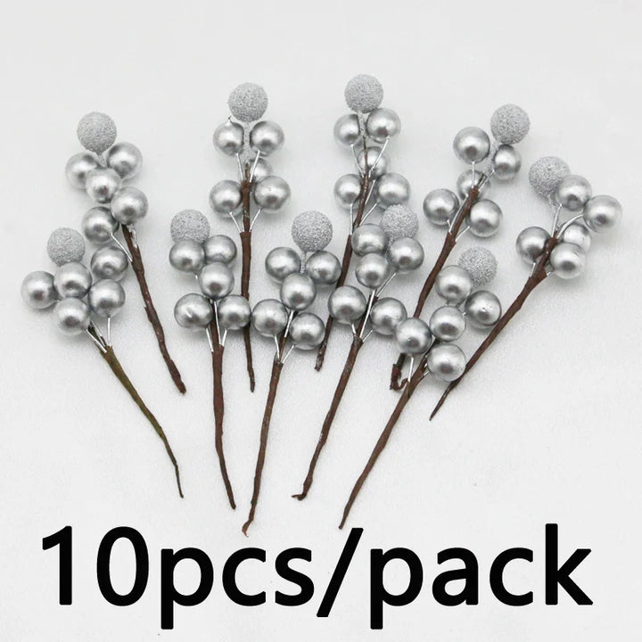 Rynx | (10 pieces/pack) 10cm Christmas tree berries decoration simulation Yangmei golden berries bouquet artificial plant wreath home decor