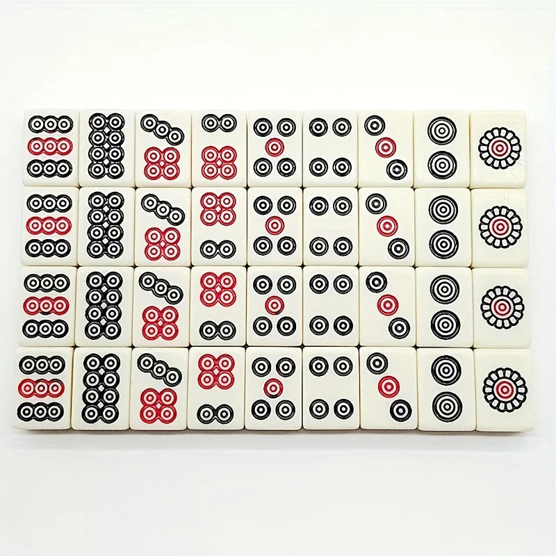 Rynx | 1pc Portable Compact Mahjong Set Lightweight Mahjong Set with Brown Bag - Perfect for Travel and Board Games