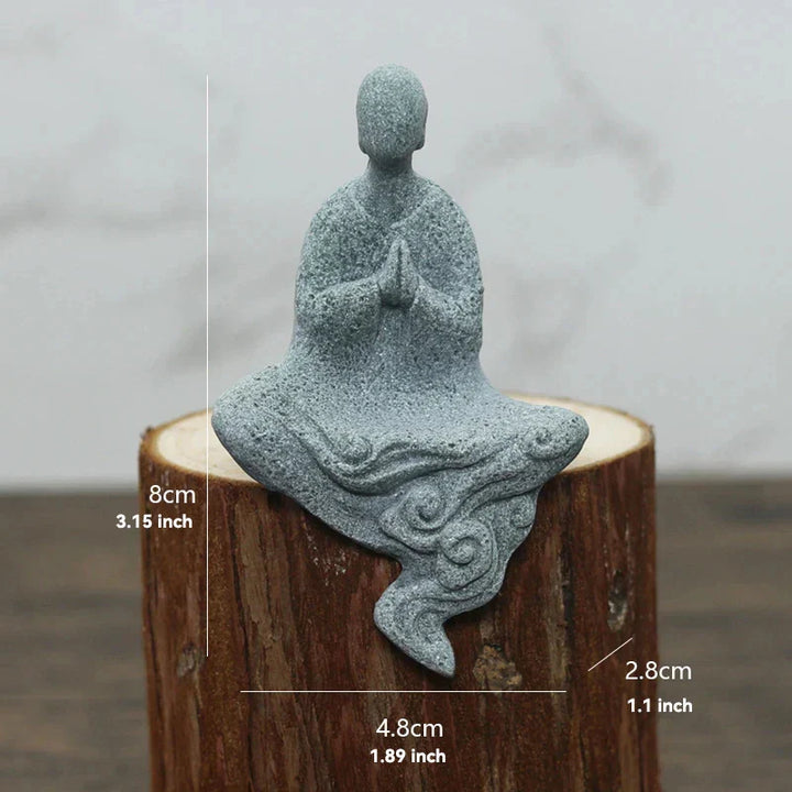 Lisslune | Buddha Stone Statue Small Buddhist Monks Tibetan Buddhism Figures Zen Garden Ornament Meditation Home Aquarium Decoration