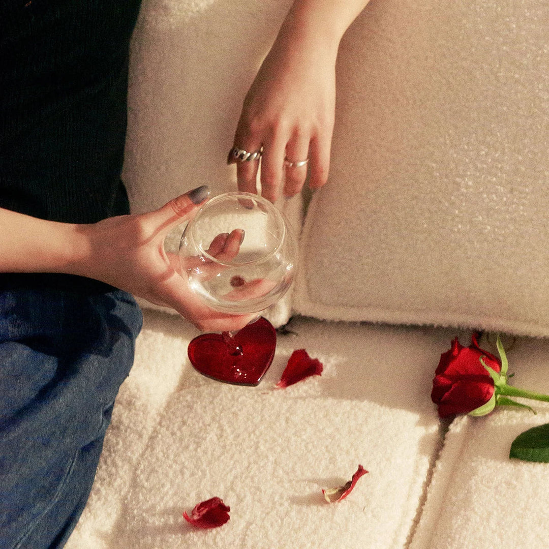 Rynx | Red Heart Floor Glass Goblet Cup Champagne Red Wine Glass Mug Borosilicate Heat-resistant Glass Cocktail Cup