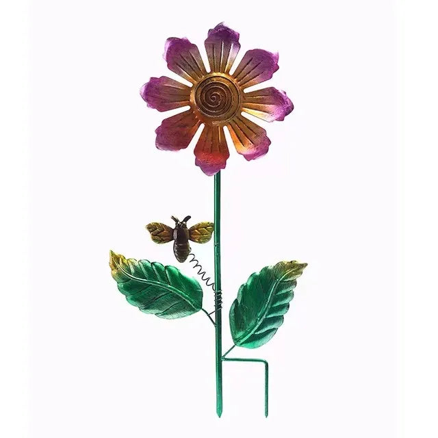 Rynx | Outdoor Garden Metal Flower Art Ground Insert Decorative Plant Sculpture For Garden Courtyard Lawn Ground Decor Ornament