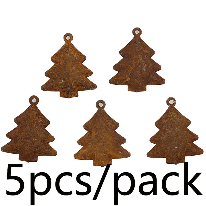 Rynx | (5 pieces/pack) 4.5 cm Retro Rusty Christmas Bells Decoration Star Horn Bell New Year Festival Decoration Pendant DIY