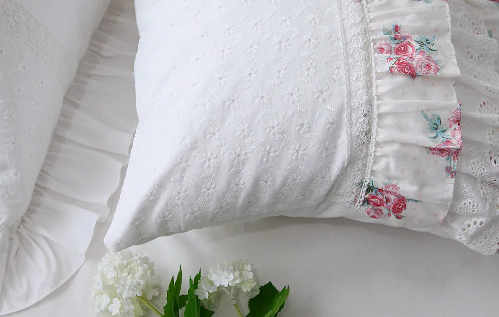Rynx European Embroidery Pillowcase, Cake Lace Pillowcase, Handcrafted, Elegant Bed Linens, Pillowcase, Sofa Cushion, Top Luxury