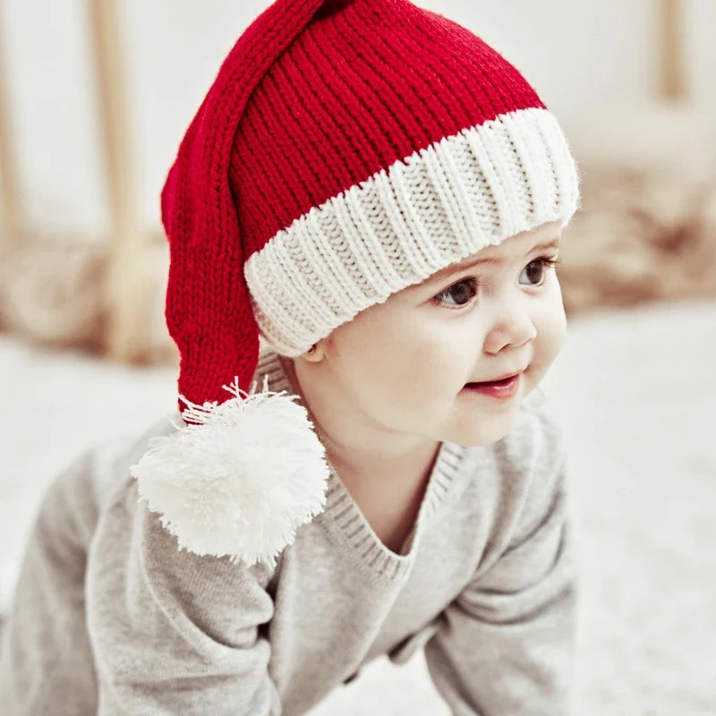 Rynx Knitted Christmas Hat Sweet Pompom Adult Children Soft Hat Santa Hat New Year Party Kids Gift Navidad Natal Noel Decoration
