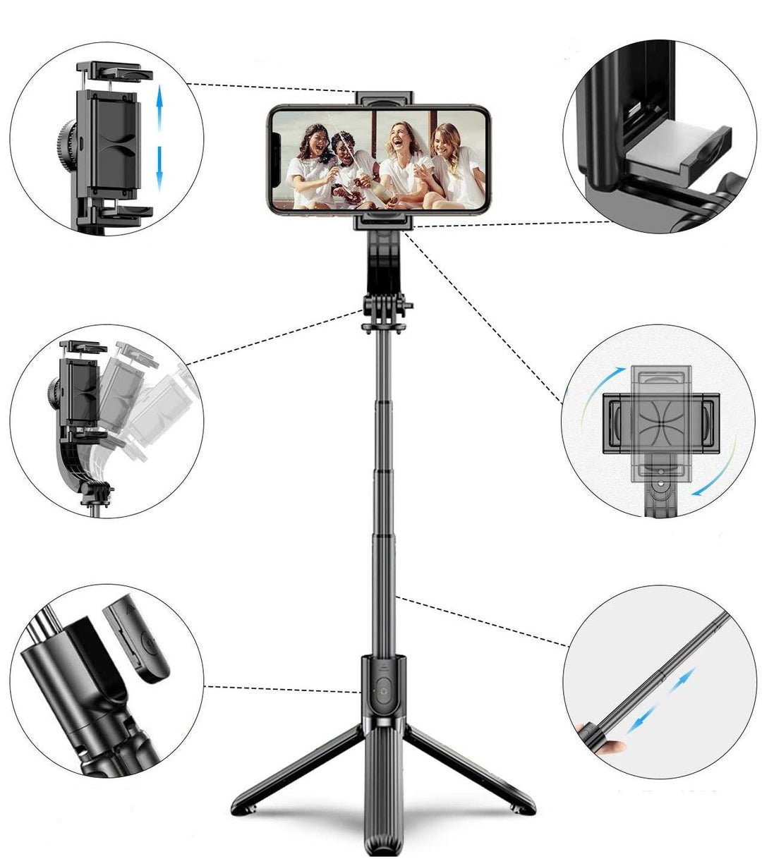 Lisslune | Versatile Bluetooth Gimbal Tripod Stabilizer with Wireless Remote for iPhone, Huawei, and Xiaomi