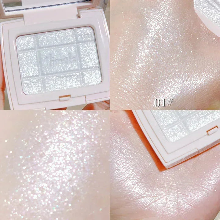 Rynx | Long-lasting Highlighter Eyeshadow Silky Diamond Highlighter Powder Glitter 3D Face Contour Shimmer Illuminator Makeup Cosmetics