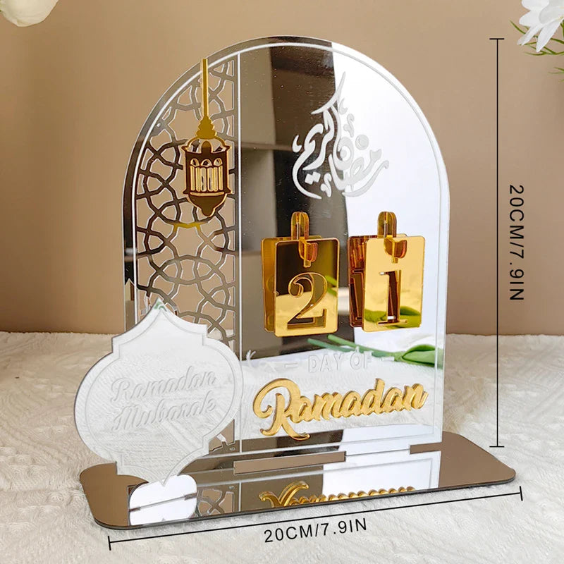 Rynx Acrylic Ramadan Countdown Calendar Gifts Day of Ramadan Calendar with Replacement Number Eid Mubarak Home Decoration Ornament