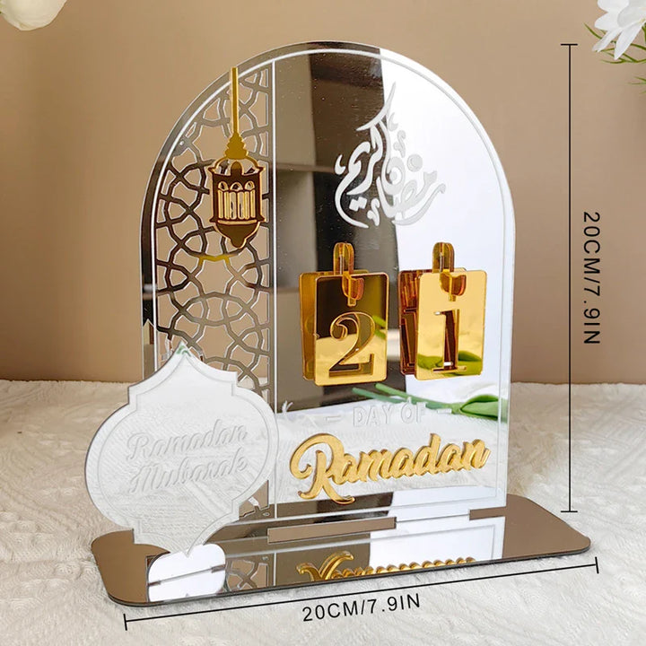 Rynx Acrylic Ramadan Countdown Calendar Gifts Day of Ramadan Calendar with Replacement Number Eid Mubarak Home Decoration Ornament