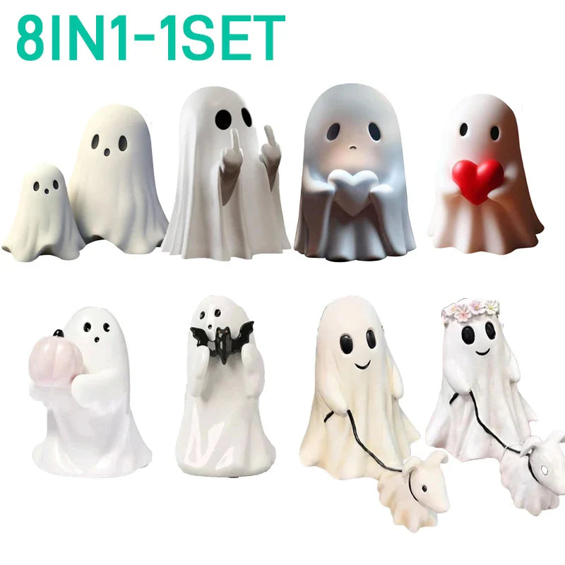 Rynx | Halloween Middle Finger Ghost Decoration Cute Ghost Statue For Home Fireplace Decor Smooth Surface Enhance Festive Atmosphere