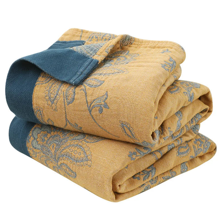 Rynx | Textile City Cotton 5-Layer Gauze Towel Quilt Floral Pattern Quality Blanket Summer Nap Blanket for Couples 200cmx230cm