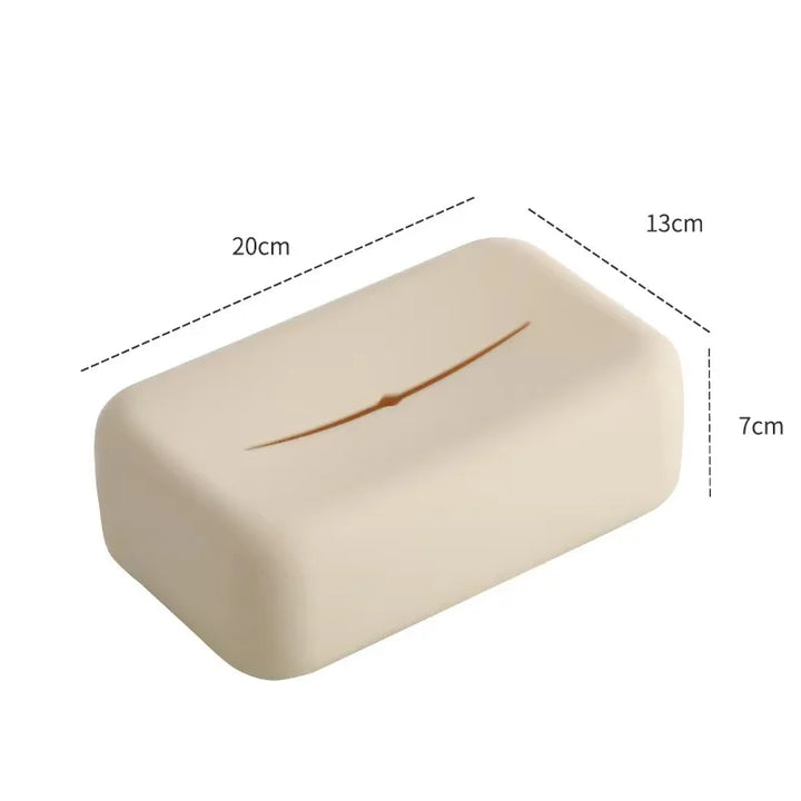 Rynx | Nordic Tissue Box Cover Soft Silicone Reusable Wipe Container Beige Tissue Box Holder Bathroom Living Room Kitchen Decoration