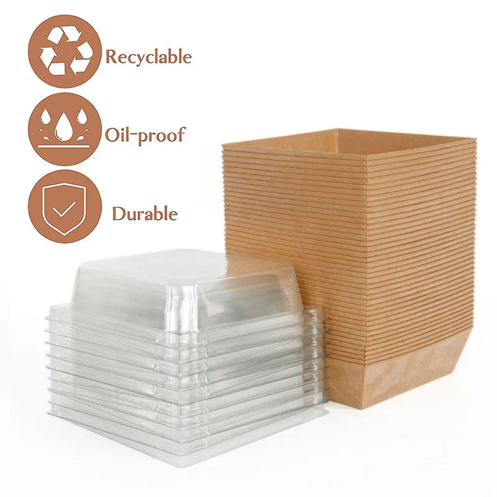 Rynx 10/5pcs Cake Dessert Donut Box Kraft Paper Cookie Bakery Food Sandwich Packaging Box Wedding Birthday Party Christmas Household Items
