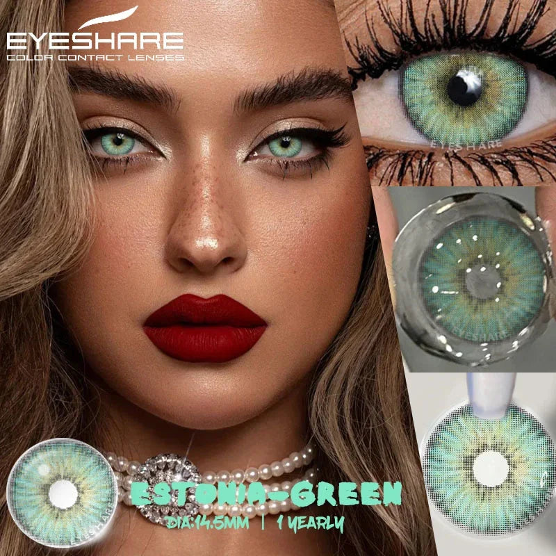 Rynx | 1 pair of contact lenses with prescription in natural color, myopic lenses, green contact lenses, fashionable brown lenses, gray pupils