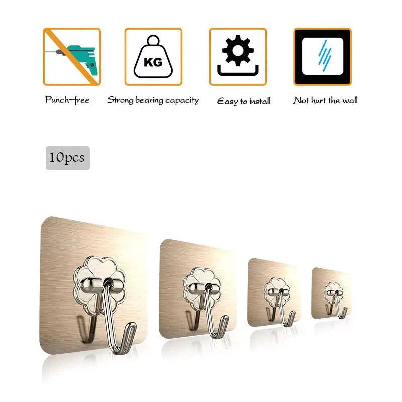Lisslune | Moisture-resistant Wall Hook Set for Seamless Kitchen and Bathroom Organization
