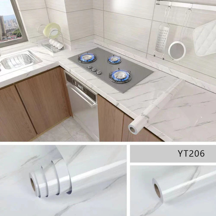 Lisslune | Marble Kitchen Oil-Proof Film - Self-Adhesive Waterproof Wallpaper for Stove, Countertop, Cabinet, Tile Renovation
