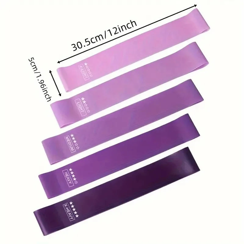 Rynx | 5 Pieces Various Resistance Band Yoga Sports Exercise Elastic Fitness Bands Workout Pilates Rubber Bands Fitness Accessories