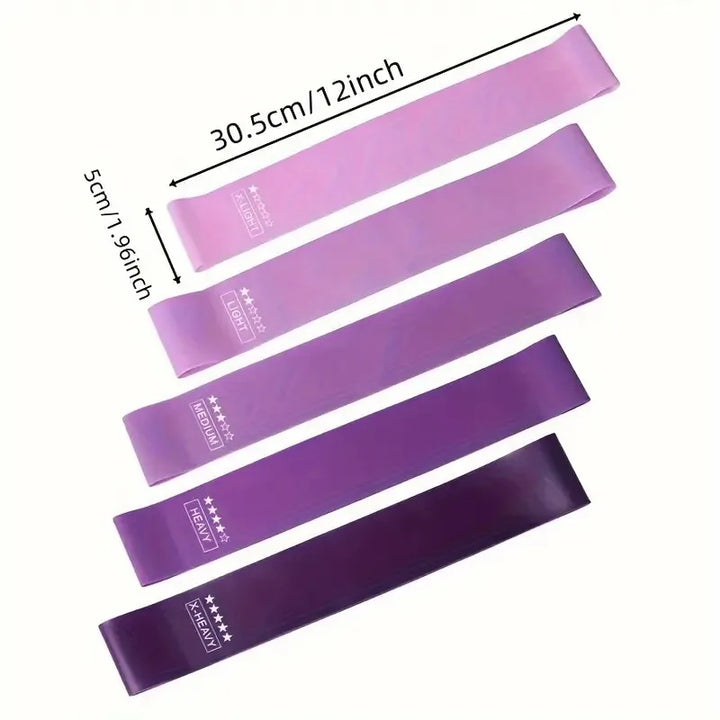 Rynx | 5 Pieces Various Resistance Band Yoga Sports Exercise Elastic Fitness Bands Workout Pilates Rubber Bands Fitness Accessories