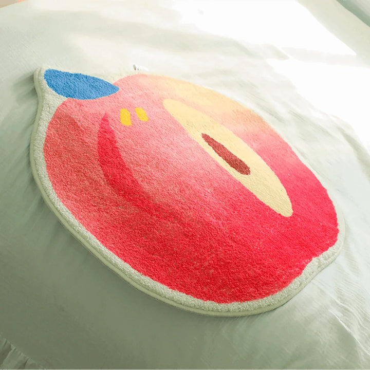 Rynx | Cute Print Fruit Bedroom Rug Cartoon Apple Peach Night Mat Soft Living Room Carpet Area Floor Pet Mat Aesthetic Home Decor