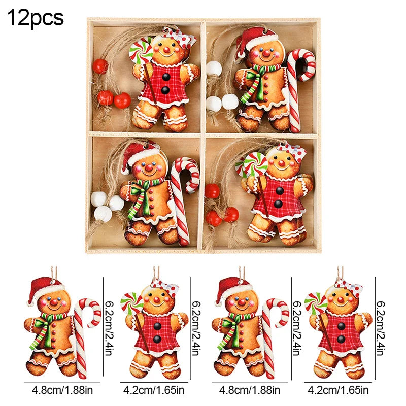 Rynx Christmas Wood Pendant Gingerbread Man Gnome Christmas Tree Hanging Decoration Noel Navidad Decorations for Home New Year Gift