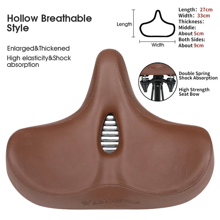 Lisslune | Wide Ergonomic Bike Saddle – Comfortable Saddle with Shock Absorption for City and Mountain Bikes
