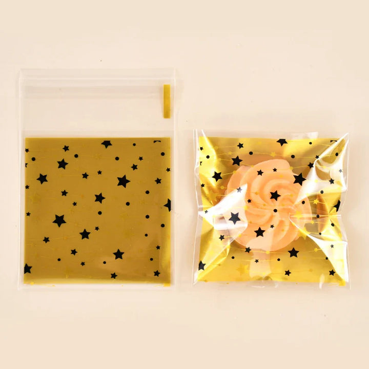Rynx 100 pcs Christmas Cookie Bonbon Bags Santa Claus Plastic Cookie Gift Packaging Bags Xmas Party Decoration Supplies New Year 2025