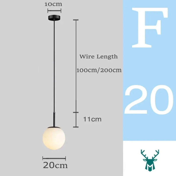 Lisslune | Mid-Century Modern Glass Ball Pendant Light