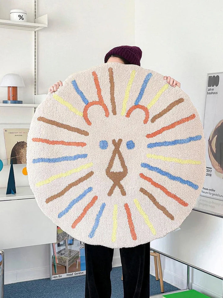 Rynx | Creative Funny Lion Living Room Large Rug Round Comfortable Soft Bedroom Nightstand Rug Non-Slip Children's Room Rugs Carpet