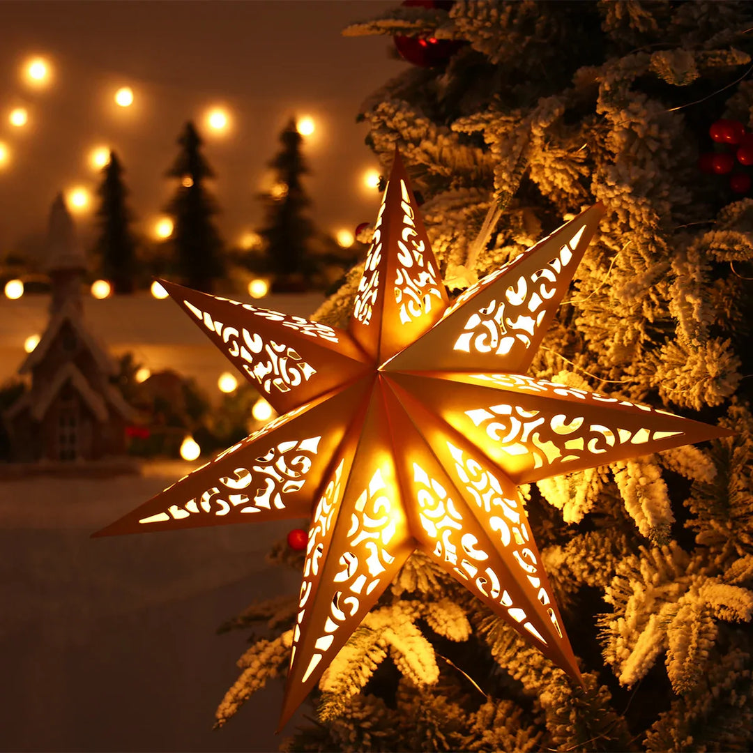Rynx Hollow Star Hanging Pendant Ramadan Decoration 2024 for Home Navidad Natal Noël Gifts Christmas Ornaments New Year 2025