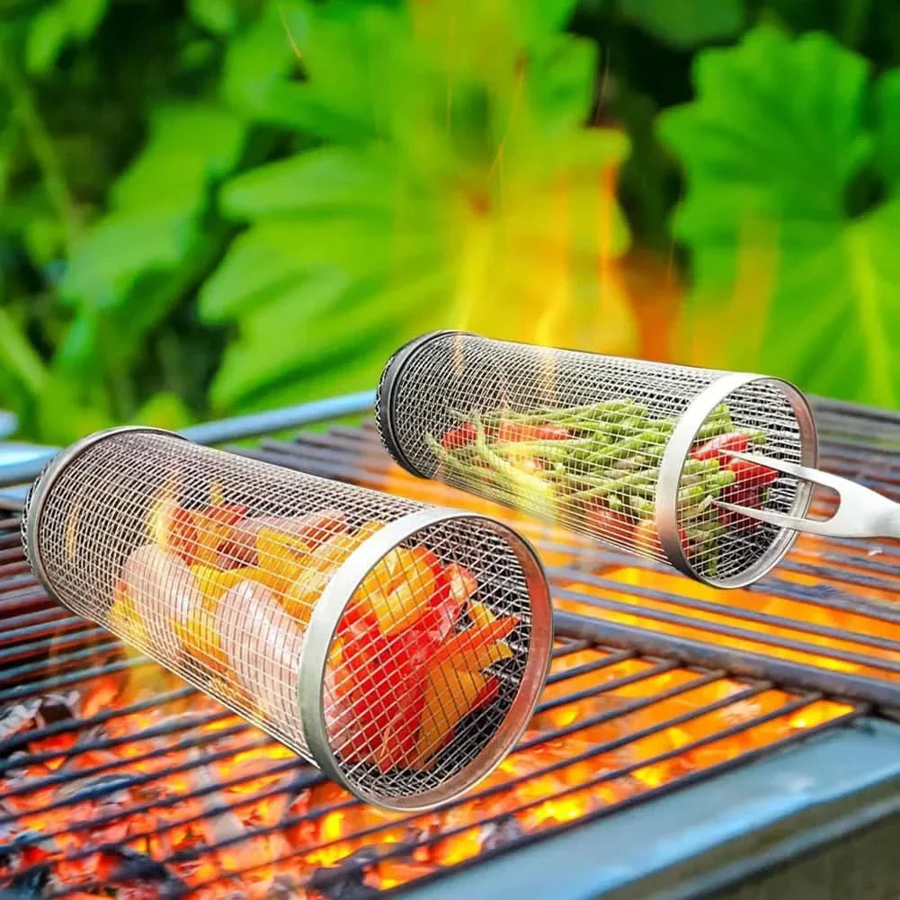 Lisslune | GrillEnjoy 360° – Rotating BBQ basket for campfire & grill