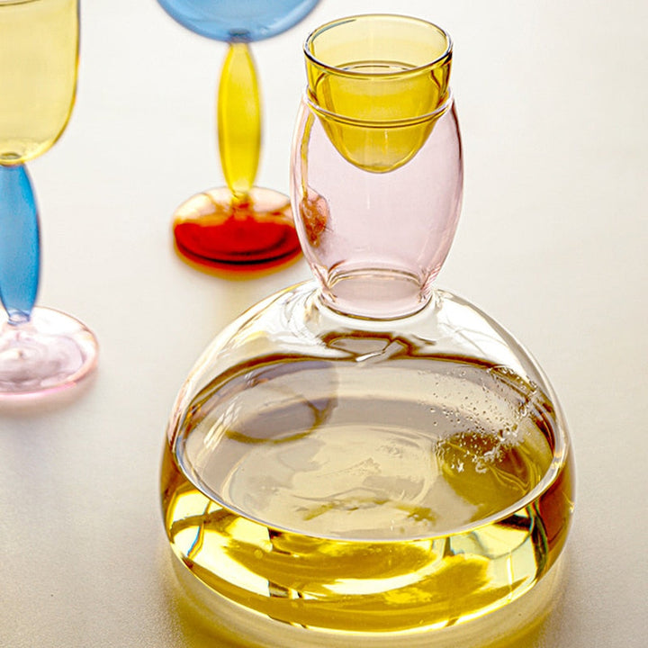 Lisslune | Chalice and carafe made of colored glass by Phillips