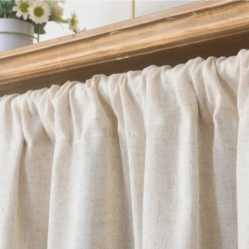 Rynx | Nordic Style Short Curtains for the Kitchen Solid Cotton-Linen Curtain Wine Rack Door Window Small Curtains Wardrobe Curtain