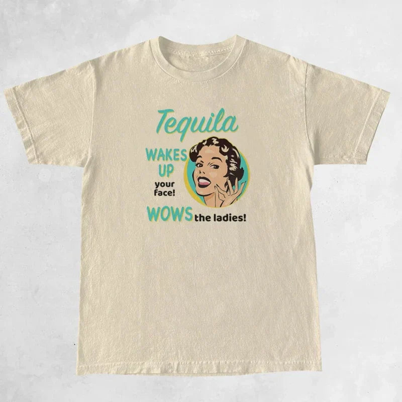 Lisslune | Tequila Retro Print T-Shirts