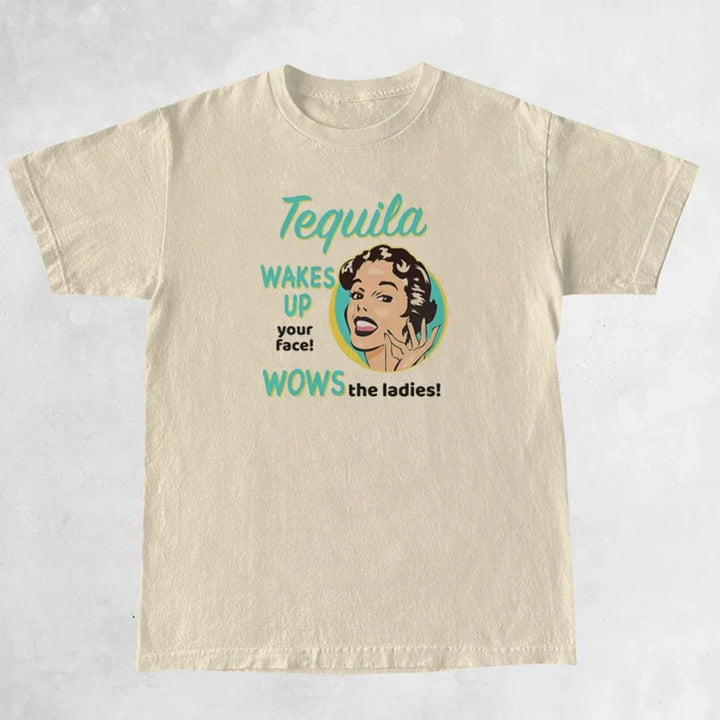 Lisslune | Tequila Retro Print T-Shirts